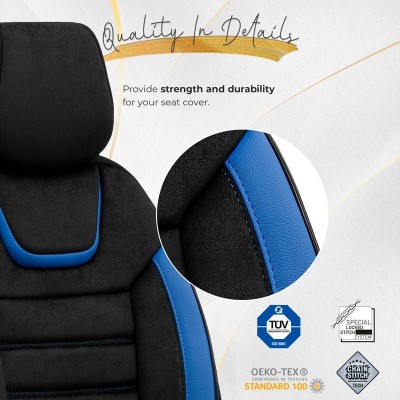 Stoelhoezenset 'Iconic' Zwart/Blauw