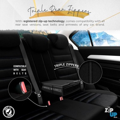 Stoelhoezenset 'Iconic' Zwart/Blauw