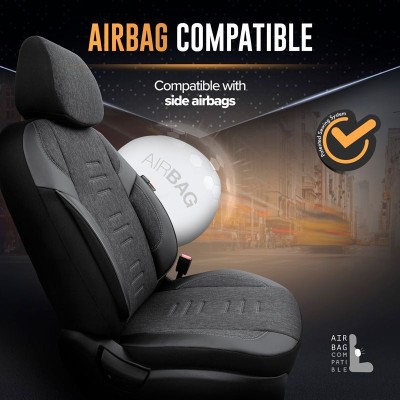 Stoelhoezenset 'Throne' Zwart/Grijs