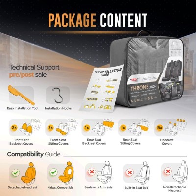 Stoelhoezenset 'Throne' Zwart/Grijs