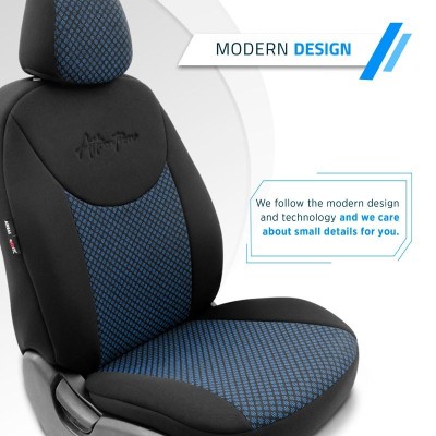 Stoelhoezenset 'Attraction' Zwart/Blauw