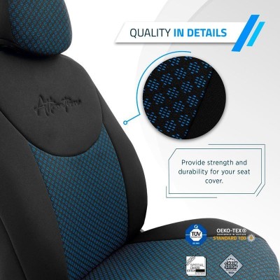 Stoelhoezenset 'Attraction' Zwart/Blauw