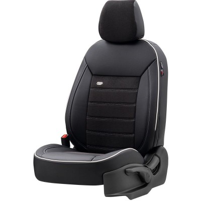 Stoelhoezenset Premium Zwart met witte rand