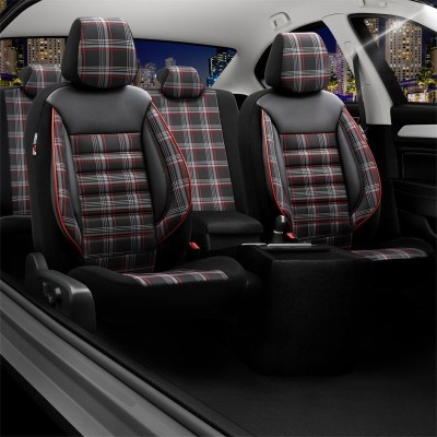 Stoelhoezenset 'Sports' Zwart/Grijs/Rood